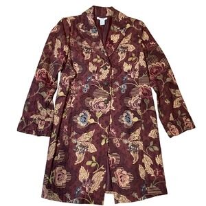 Cabi Womens Burgundy Floral Brocade Blazer Jacket Size 14 - Pre Owned
